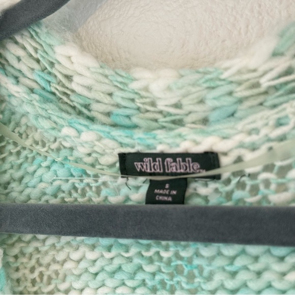 Wild Fable Cropped Chunky Cardigan Mint Green Space Dye Knit S Soft Sweater - Picture 3 of 10